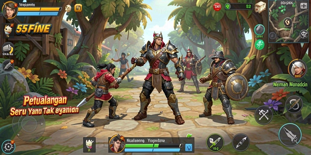 Screenshot 55FIVE menampilkan momen seru dalam petualangan.