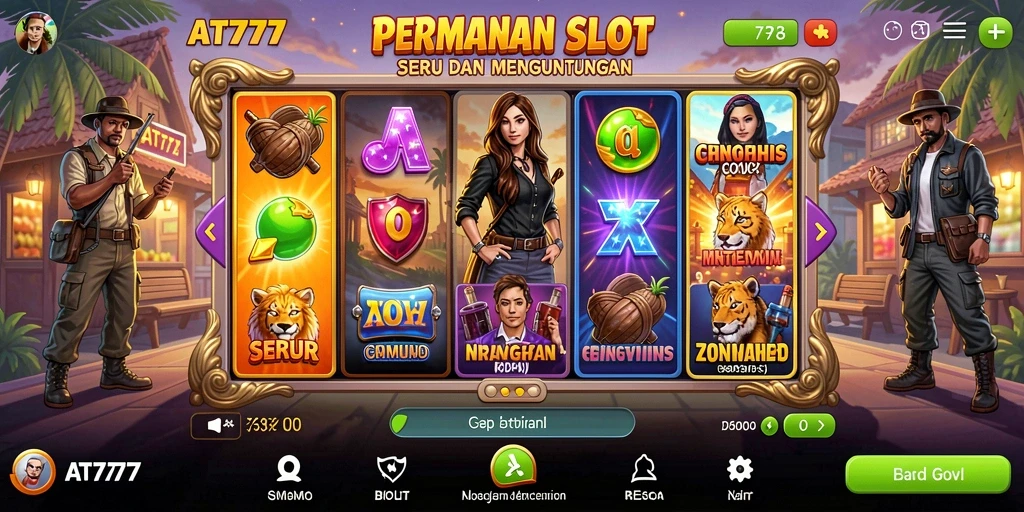 Tangkapan layar utama AT777 menampilkan gameplay Slot yang menarik dan penuh warna.