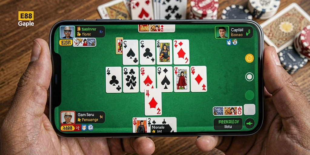Tampilan screenshot E88 menunjukkan keseruan bermain Gaple secara online.