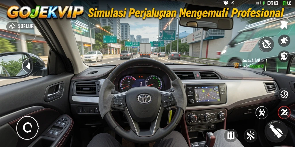 Tampilan gameplay GOJEKVIP yang mengesankan dengan kendaraan dan interaksi nyata.