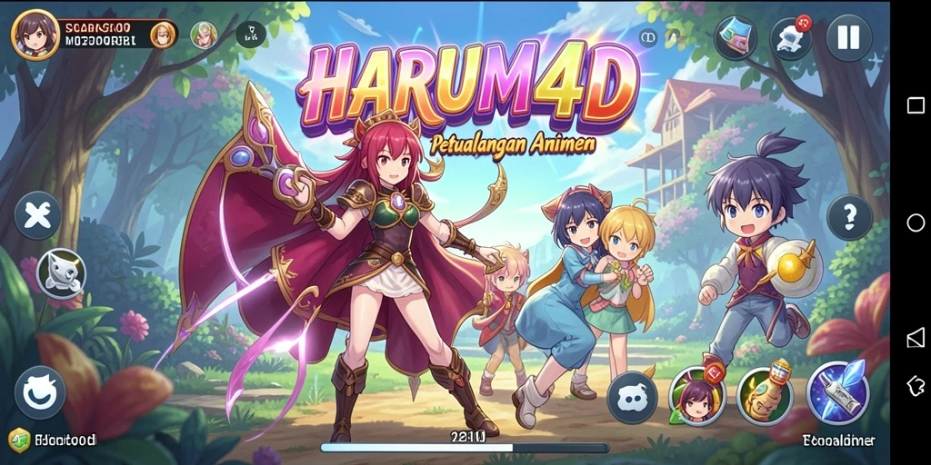 Tampilan menawan dari gameplay HARUM4D yang penuh dengan karakter anime.