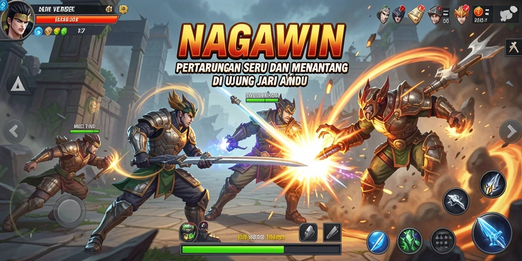Screenshot gameplay NAGAWIN dengan aksi pertarungan yang seru.