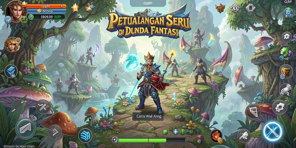 Tampilan gameplay seru dalam QQRP saat menjelajahi dunia fantasi.