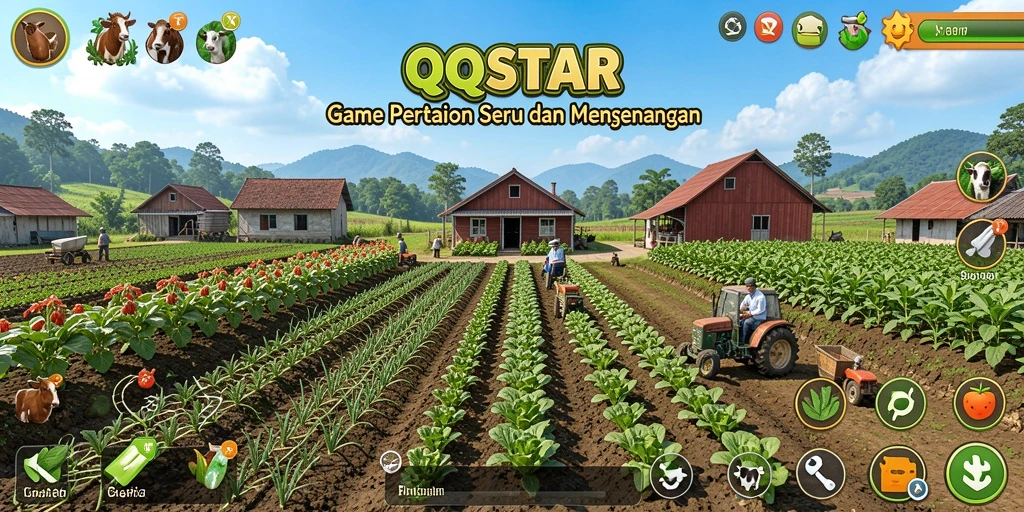 Tampilan gameplay seru dalam QQSTAR dengan aktivitas bertani.