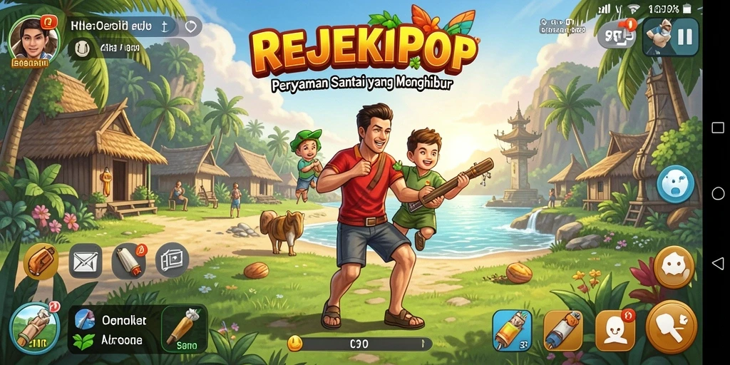 Tampilan gameplay menarik dari REJEKIPOP yang penuh warna.