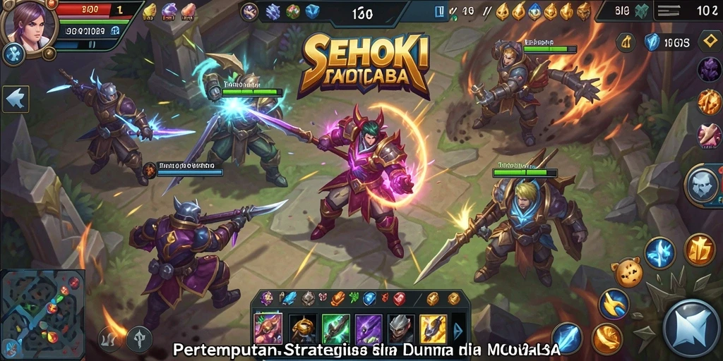 Tangkapan layar gameplay SEHOKI yang penuh aksi di arena MOBA.
