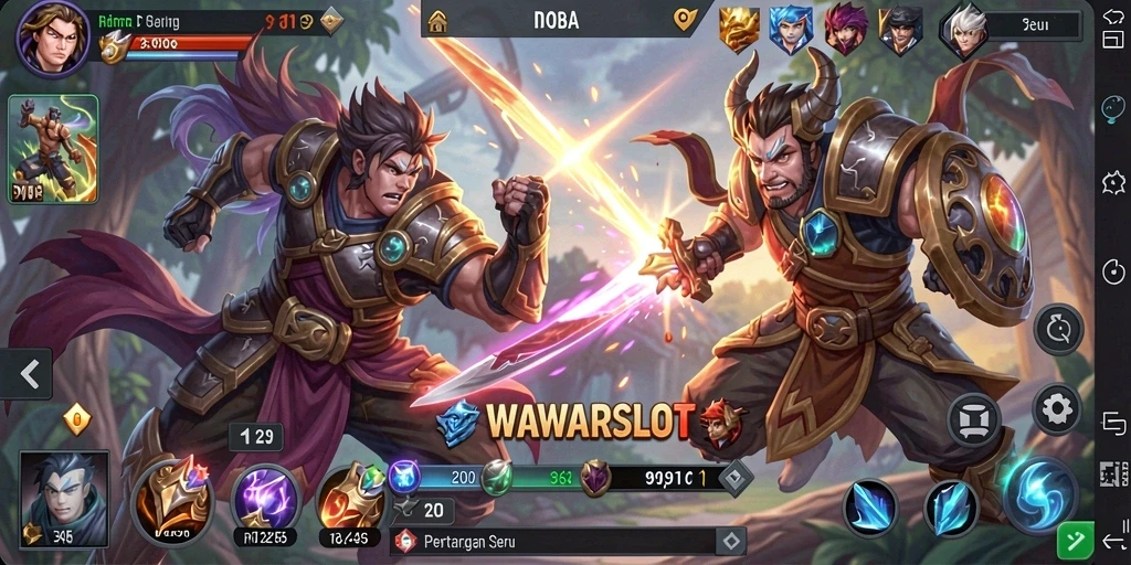 Tampilan gameplay menarik dari WAWARSLOT di arena pertempuran